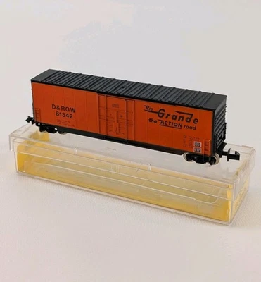 N Scale Roundhouse 8204 Rio Grande 50' Single Door Boxcar 61342 Orange Black - Image 1 of 4