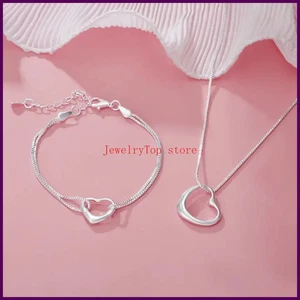 Collane bracciali cuore argento sterling 925 fine all'ingrosso da donna - Foto 1 di 24