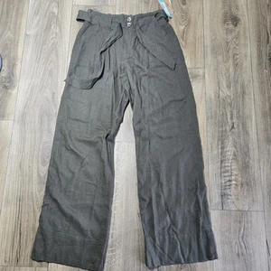 NWT Stitch Fix Pants Womens 8/29 Olive Linen Blend Melanie Utility Wide Leg - Picture 1 of 12