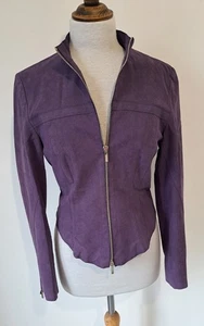 KAREN MILLEN - Purple Faux Suede Front Zip Up Vintage Tailored Jacket - Size 14 - Picture 1 of 22
