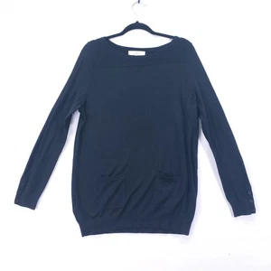 Felpa Ann Taylor Loft nera misto lana manica lunga camicia tasche taglia XL - Foto 1 di 15
