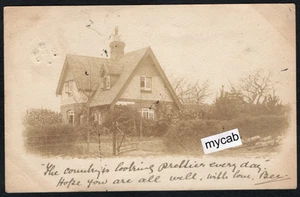 Postcard Ringwood New Forest Hampshire postmark 1903 unlocated house RP creased - Foto 1 di 2