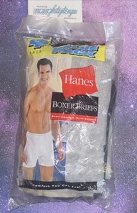Vtg 2001 Hanes Gray & Black Boxer Briefs NOS Medium (32-34) Lot 4 Pack New Y2K - Picture 1 of 11