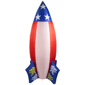 Northlight 8' Inflatable Lighted Red, White and Blue Rocket Outdoor Decoration - Picture 1 of 7