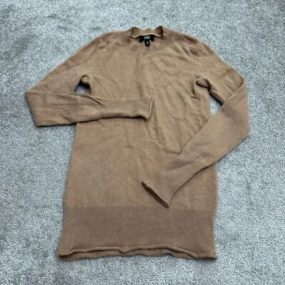 Suéter de cachemir Aqua By Bloomingdale's para mujer pequeño marrón cuello redondo suéter Foto 1 de 4
