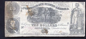T-30 1861 10 $ TEN DOLLARS CSA CONFEDERATE STATES OF AMERICA - Bild 1 von 2