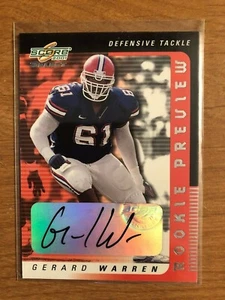 2001 Score Select Rookie Preview Gerard Warren autografo RC Florida Gators - Foto 1 di 1