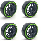 Powerhobby 1/10 Drift Car Slick Mounted Tires / Wheels (4) Green / Black Py179