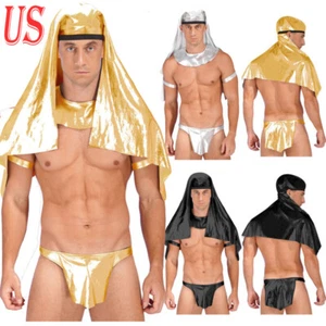 Mens Ancient Egypt G-string Set Halloween Greek God Role Play Costume Outfits - Picture 1 of 33