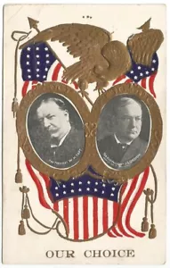W.H. Taft - J.S. Sherman Präsidentschaftskampagne geprägte Postkarte um 1908 - Bild 1 von 2