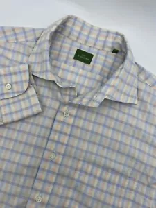 Sid Mashburn Shirt Mens 15 /34 Long Sleeve Button-Up Collared Plaid Orange/Blue - Picture 1 of 12