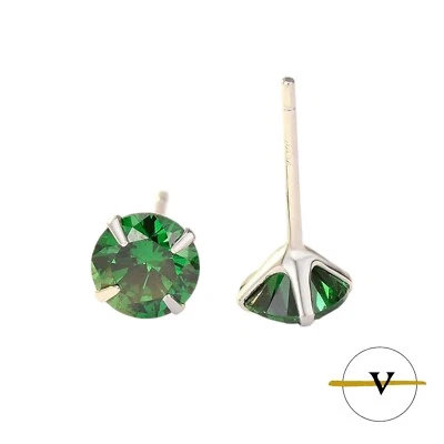 ORECCHINI DONNA UOMO PUNTO LUCE IN ARGENTO 925 COLORE VERDE SMERALDO 5 mm - Immagine 1 di 4