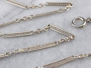 White Gold Vintage Pocket Watch Chain - Picture 1 of 5