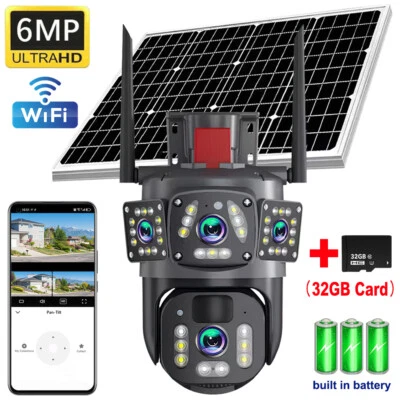 Solar Battery Powered Wireless WiFi Outdoor Pan/Tilt Home Security Camera System