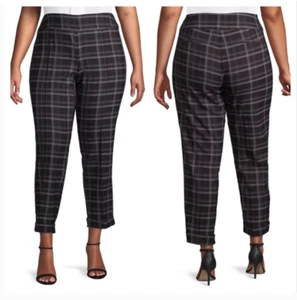 Pantaloni alla caviglia Lord and Taylor nuovi taglie forti neri grigi a quadri taglia 22W 24W $94 - Foto 1 di 6