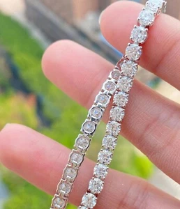 17.00 Ct Certified Real Moissanite Tennis Bracelet 14k Solid White Gold 5MM - Picture 1 of 7