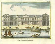 1743 London Very early engraving of CUSTOM HOUSE River Thames La Dogana (IL11)