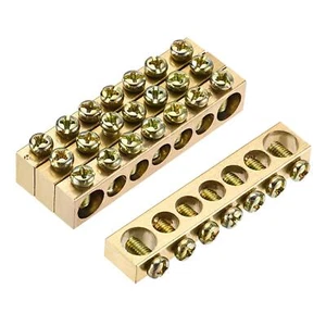 Terminal Tierra Barra Tornillo Bloque Barrera Latón 7 Posiciones 68.7x8x13mm 4pz - Imagen 1 de 5