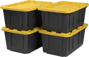 BLACK & YELLOW®, 27-Gallon Heavy Duty Tough Storage Container & Snap-Tight Lid, - Picture 1 of 12