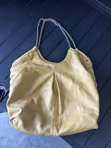 Elie Tahari Bianca Tote Shoulder Bag Yellow leather with metal Chain straps Soft - Picture 1 of 10