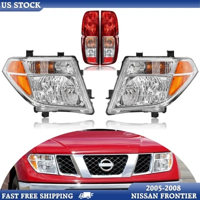 Juego de 4 luces traseras cromadas y rojas para Nissan Frontier 2005-2008 06 07 Foto 1 de 4