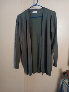 B My Story Women's Green Rayon Polyester Long Sleeve Cardigan Sweater Sz L - Picture 1 of 7