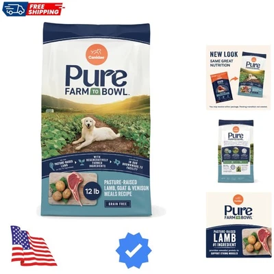 Cordero criado en pastos puro de granja a tazón con comidas de cabra y venado, adulto, grano... Foto 1 de 4