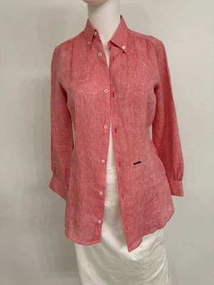 Camisa Dsquared2 Lino Abotonada Rosa Salmón Se Ajusta XS/S Hecha en Italia Nueva Sin Etiquetas Foto 1 de 4