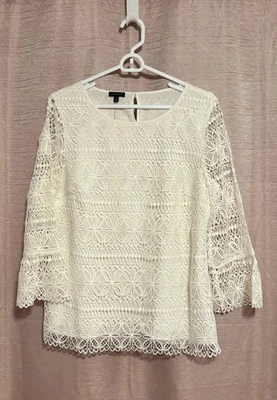 Blusa Pullover Forrada Cuello Redondo Poliéster Encaje Marfil Talla M Talbots Para Mujer Nueva con Etiquetas Foto 1 de 4