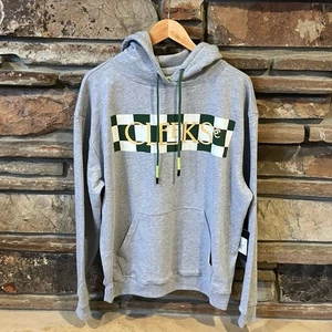 LIV Golf Cleeks Golf Club Checkered Logo Heather Grey and Green Team Hoodie - Picture 1 of 9