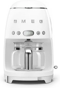 SMEG 50's Retro Style Aesthetic Drip Coffee Machine, 10-cup Glass Carafe, WHITE - Picture 1 of 6