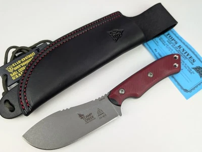 Cuchillo Tops Knives Camp Creek Fire Edition rojo/negro mango G10 S35VN CPCKFE-01 Foto 1 de 4