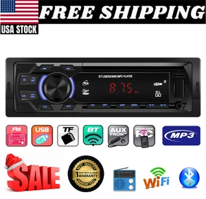 Bluetooth Car Stereo Audio In-Dash FM Aux Input Receiver TF USB MP3 Radio Player - Picture 1 of 12