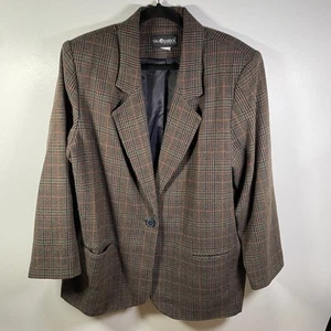 Sag Harbor Women’s Wool Jacket 1 Button Suit Tan Vintage - Possibly Size 20W - Picture 1 of 21
