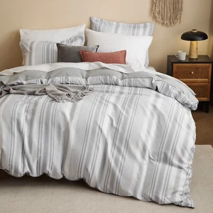 Bedsure Duvet Cover Queen Size Reversible Striped Duvet Cover Set 3 pcs - Picture 1 of 1