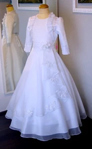 Kommunionkleid Bolero-Jacke Kommunionskleid Taufkleid Kerzenrock Tasche - Bild 1 von 19
