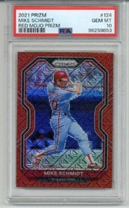 2021 PANINI PRIZM RED MOJO PRIZM MIKE SCHMIDT /149 PHILLIES PSA 10 LOW POP 1 - Picture 1 of 2