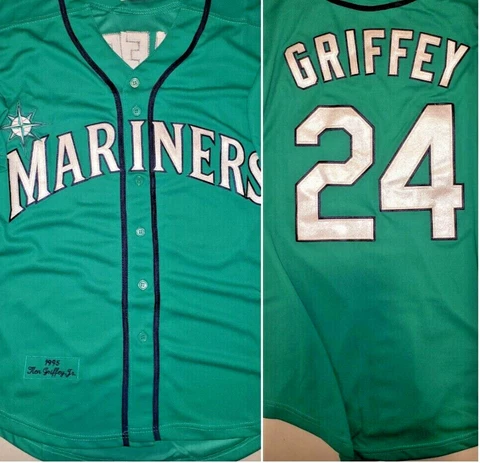 Retro Ken Griffey Jr Seattle Mariners Green Mens Medium Baseball Jersey Cover