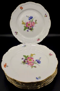 Mitterteich Bavaria Germany Floral Dinner Plates 9.5" Gold Trim Set of 6 - Picture 1 of 11