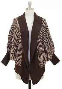 Brauner Cardigan Pullover Damen Relaxed Fit Dolmanärmel - Bild 1 von 2