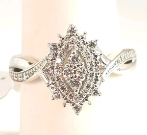 10kt Weißgold, Andenken Jazz, 1/4 cttw Diamant Ring. Größe 7 (OGJ2035) - Bild 1 von 20
