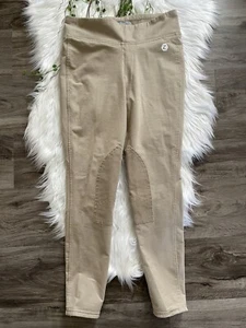 Horze Pull On Knee Patch Breeches Tan Womans Size USA 30 - Picture 1 of 12