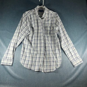 Five Four Mens Shirt White Blue Plaid Button Down Long Sleeve Size XL Cotton - Picture 1 of 11