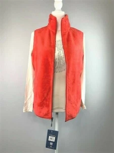 Women White Sierra Cozy Fleece Vest, Hibiscus, Medium New with Tags - Picture 1 of 12