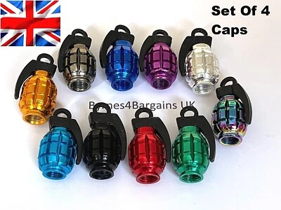 Tyre Valve Dust Caps Grenade Bike Motorcycle Alloy X 4 UK Seller FITS ALL CARS - Image 1 of 4