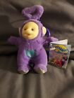 Vintage 1998 TELETUBBIES Plush Clip On Keychains Tinky Winky 6" Purple New 