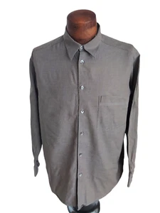 Camisa ERMENEGILDO ZEGNA Gris y Beige Tejida Botón Frontal Talla Mediana Italia - Imagen 1 de 8