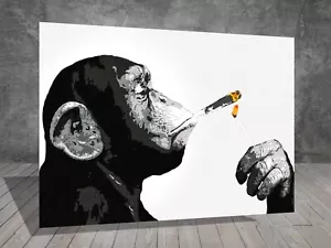 Banksy Monkey Chimp Smoking Gorilla Graffiti  CANVAS STREET ART WALL  1072 - Picture 1 of 8