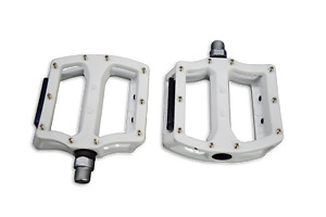Platform Bicycle Pedals w/Sealed Bearings, Alloy Body White