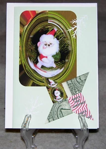 Origami gefaltete Dollar Stern Handarbeit Grußkarte, Babys erste Weihnachten - Bild 1 von 5